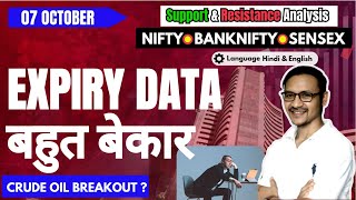 MARKET Analysis for 7 October⚫️  Nifty, Banknify, Sensex, CRUDE OIL