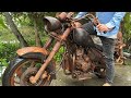 Harley davidson construit  moto poussireuse restaure