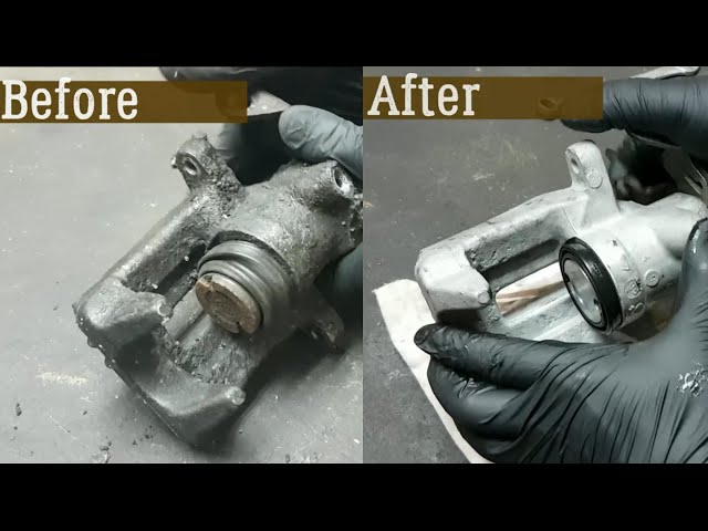 How to rebuild rear brake caliper - VW Audi Skoda Seat - New piston and  seals (COMPLETE GUIDE) 