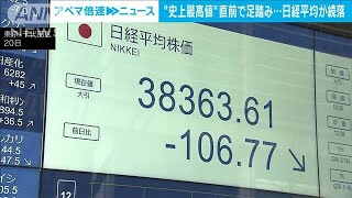 日経平均株価　史上最高値前に足踏み　終値－106円(2024年2月20日)