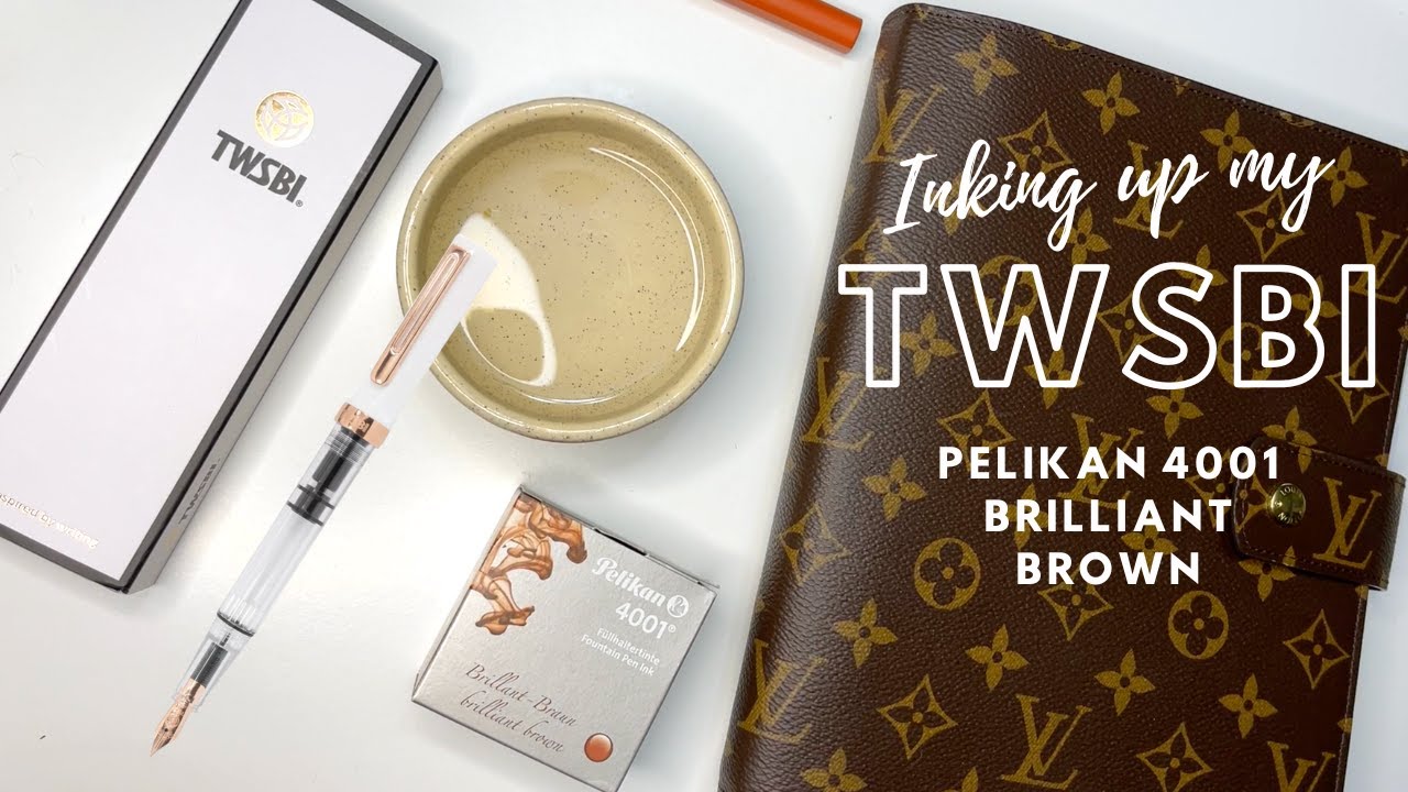 Inking my Rose Gold TWSBI ECO Fountain Pen with Pelikan 4001 Ink Brilliant Brown UNBOXING