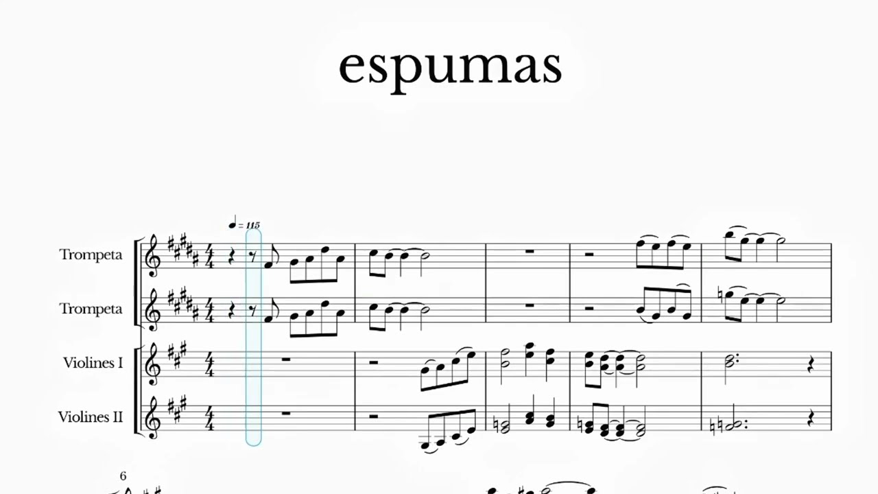 Espumas, Javier Solís partitura para violín y trompeta