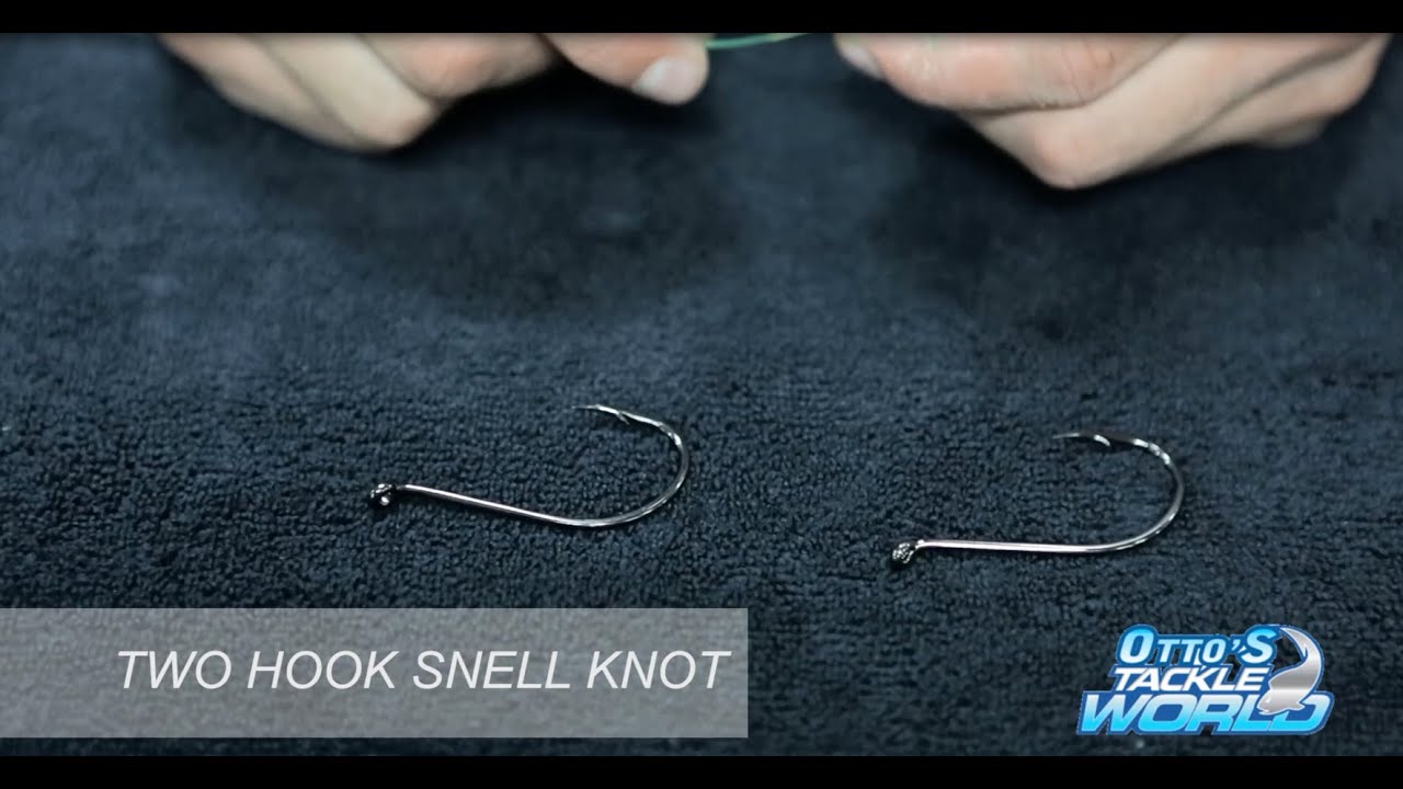 Double Hook Snelled Rig. Simple fishing knot. 