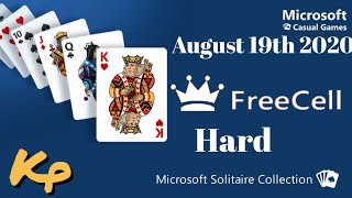 Microsoft Solitaire Collection - Daily Challenge - FreeCell Hard - August 19th 2020 - 2020-08-19