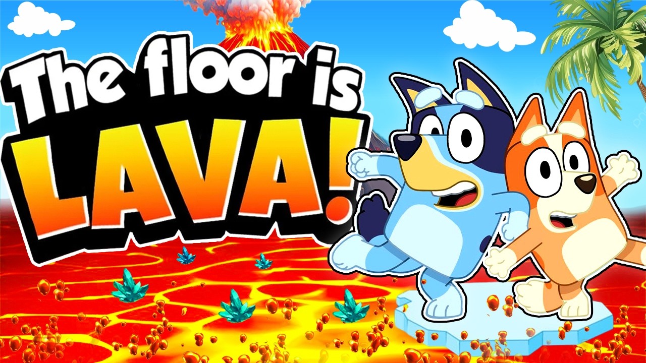 🌋Bluey - Floor is Lava🌋| GoNoodle! | Bluey Brain Break Party | Freeze Dance | Just Dance kids