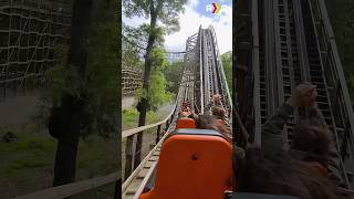 Back seat on the best wooden roller coaster in Virginia! #rollercoaster #themepark #shorts