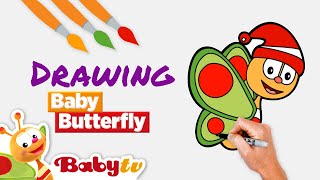 How To Draw Baby Butterfly 🦋​ | Merry Christmas 🎄​🎉​| Coloring And Drawing For Kids @Babytv