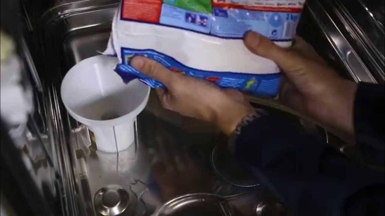 How to refill the salt container on a dishwasher 