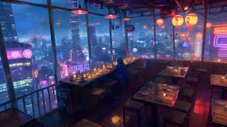 Rainy Cyberpunk Izakaya Wallpaper - Peak Aesthetic Anime City View