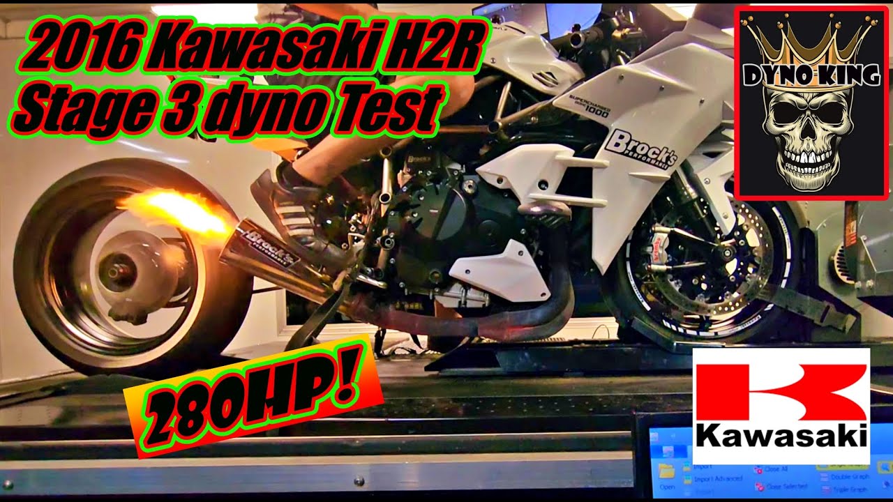2016 Kawasaki Ninja H2R dyno test Stage 3 mods Beast! at the Ace Cafe in Orlando DYNO KING!