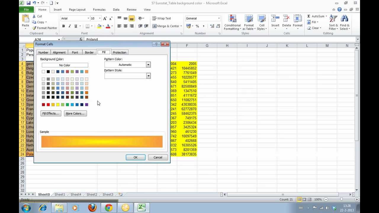 How to Change the Background Color of Cells in Excel 2010 - YouTube