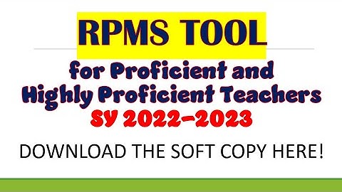RPMS Tool for Proficient and Highly Proficient Teachers SY 2022 2023