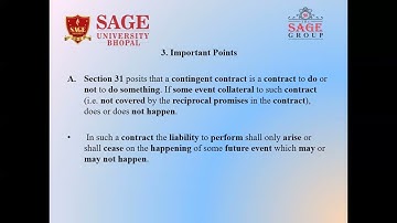 Lecture on Contingent Contract(Part-I) by Dr. Seema Rathi