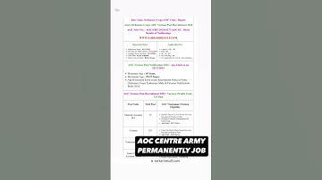 AOC CENTRE ARMY PERMANENT JOB 2025 bharti fireman trademan #army #armylife