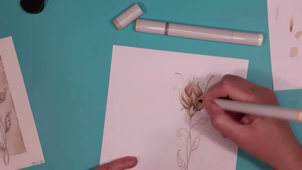 220130 Bloemenstempel kleuren met copics