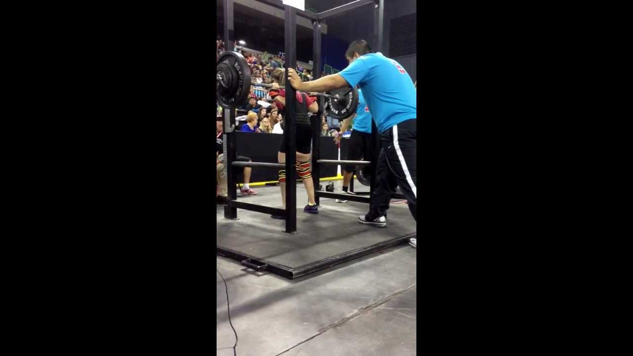 Powerlifting 97 pound girl lifting 305 pounds breaking Texas State Record. Ashley Garay 2013