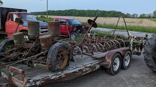 Loaded a trailer full of John Deere Vintage Farm Equipment without a loader. Another Auction Buy!
