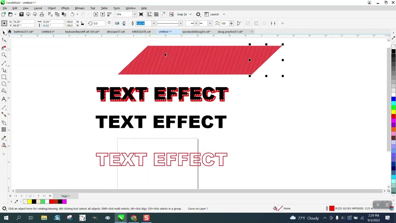 Corel Draw Tips & Tricks Text Effect Shadow - YouTube
