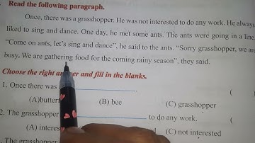 Worksheet 7.9 (I) Unit  7 Class 3 The lazy Grasshopper page114