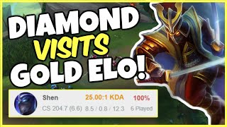 DIAMOND SHEN MAIN VISITS GOLD ELO!! League of Legends