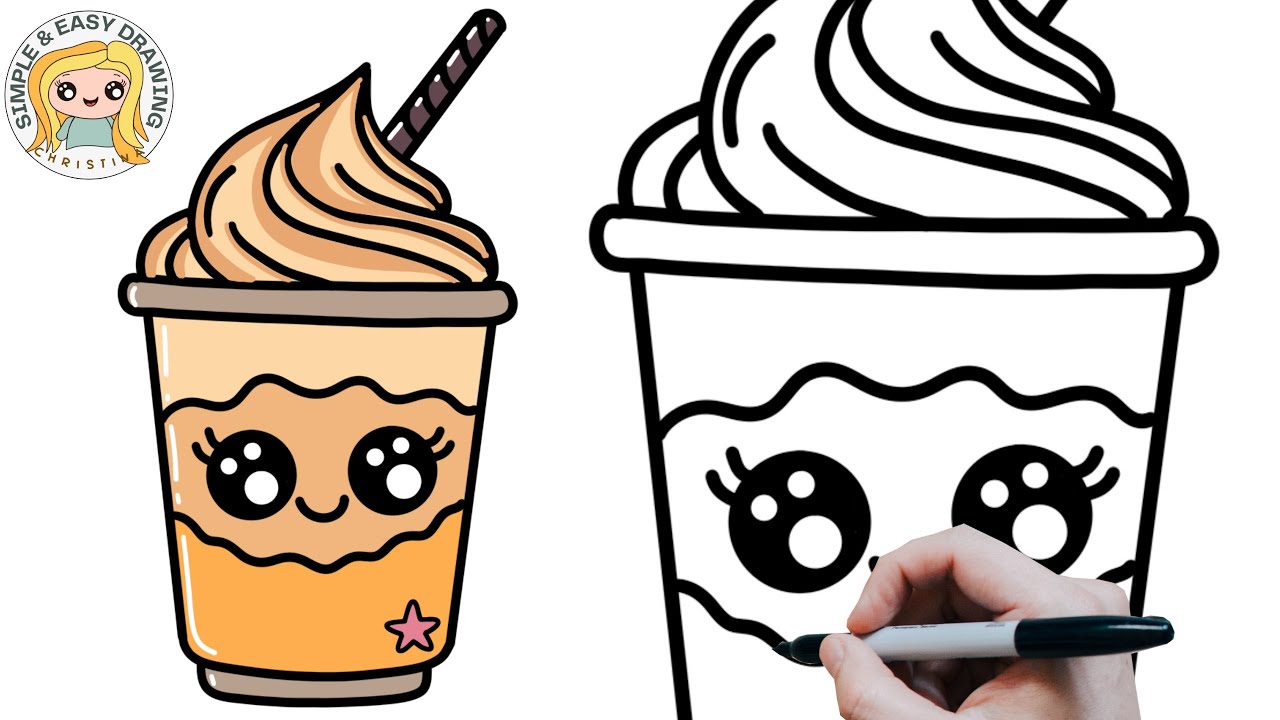 How to draw a Cute Coffee Drink - Easy Drawing Tutorials