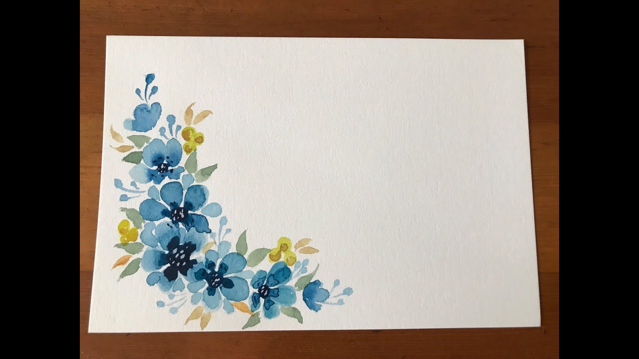 初心者向けです簡単ハガキ絵 青い花 水彩画 Simple For Beginners Blue Flower Watercolor Youtube