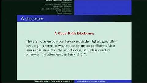 Prof. Peter Kuchment | Introduction to periodic operators I