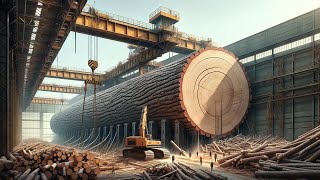 Giant wood factory operating at full capacity 
