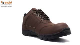 Sepatu Boots Pria Safety Ergie Misano Coklat Safety Boot Pelindung Besi Resleting Full Jahit Outsole Kerja Lapangan