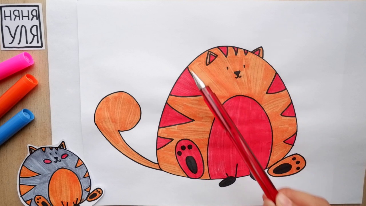 Как рисовать кота котика Няня Уля Рисование для детей