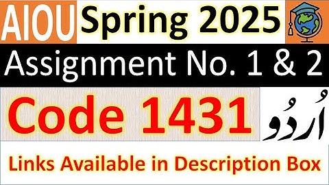 AIOU Code 1431 Solved Assignment No.1 & 2 Spring 2025 || Subject: Basics of ICT (Urdu) || Bachelor