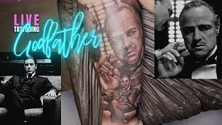 The Godfather  Portraits Calf Tattoo⚡RealTime Tattooing by Electric Linda