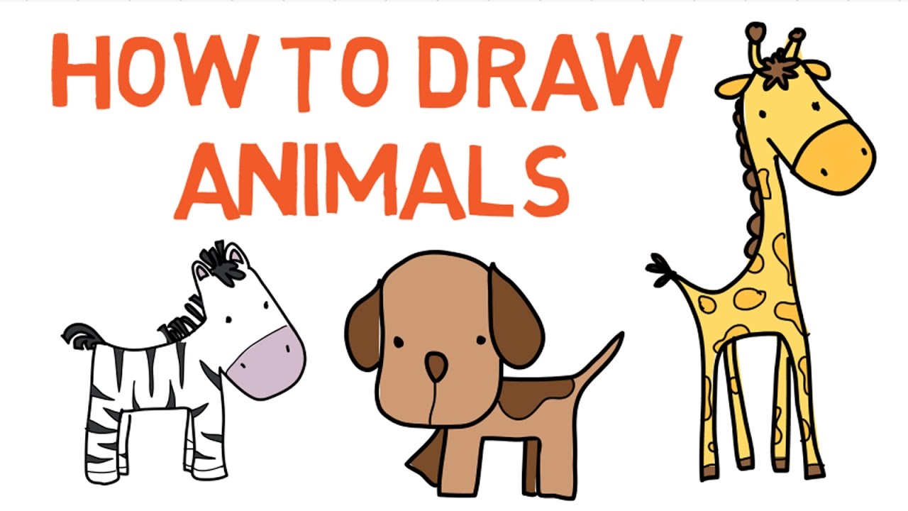 How to draw animals - drawing tutorials - Simply E-learn kids - YouTube