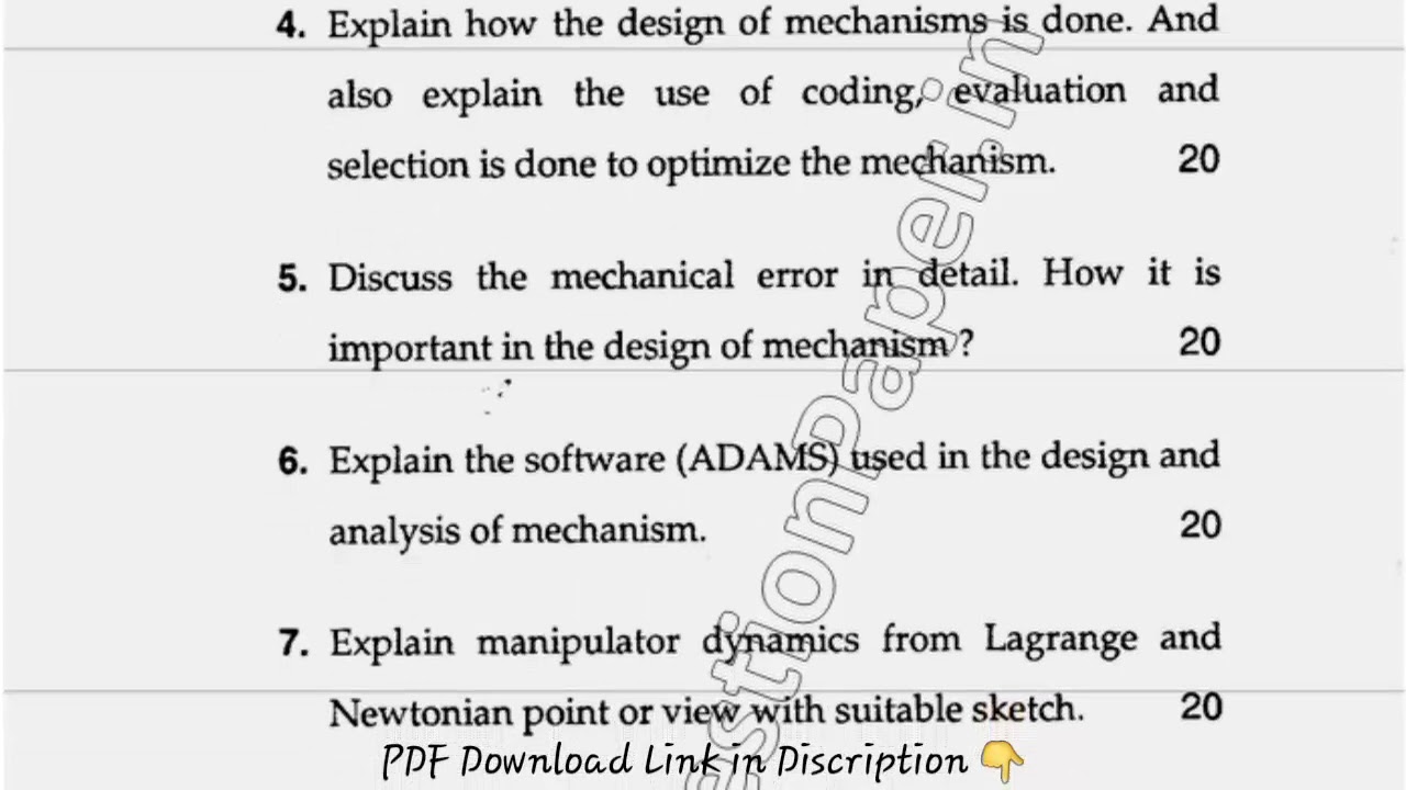 MTech ME 2nd Sem Design of Mechanism Question Paper 2016 - YouTube
