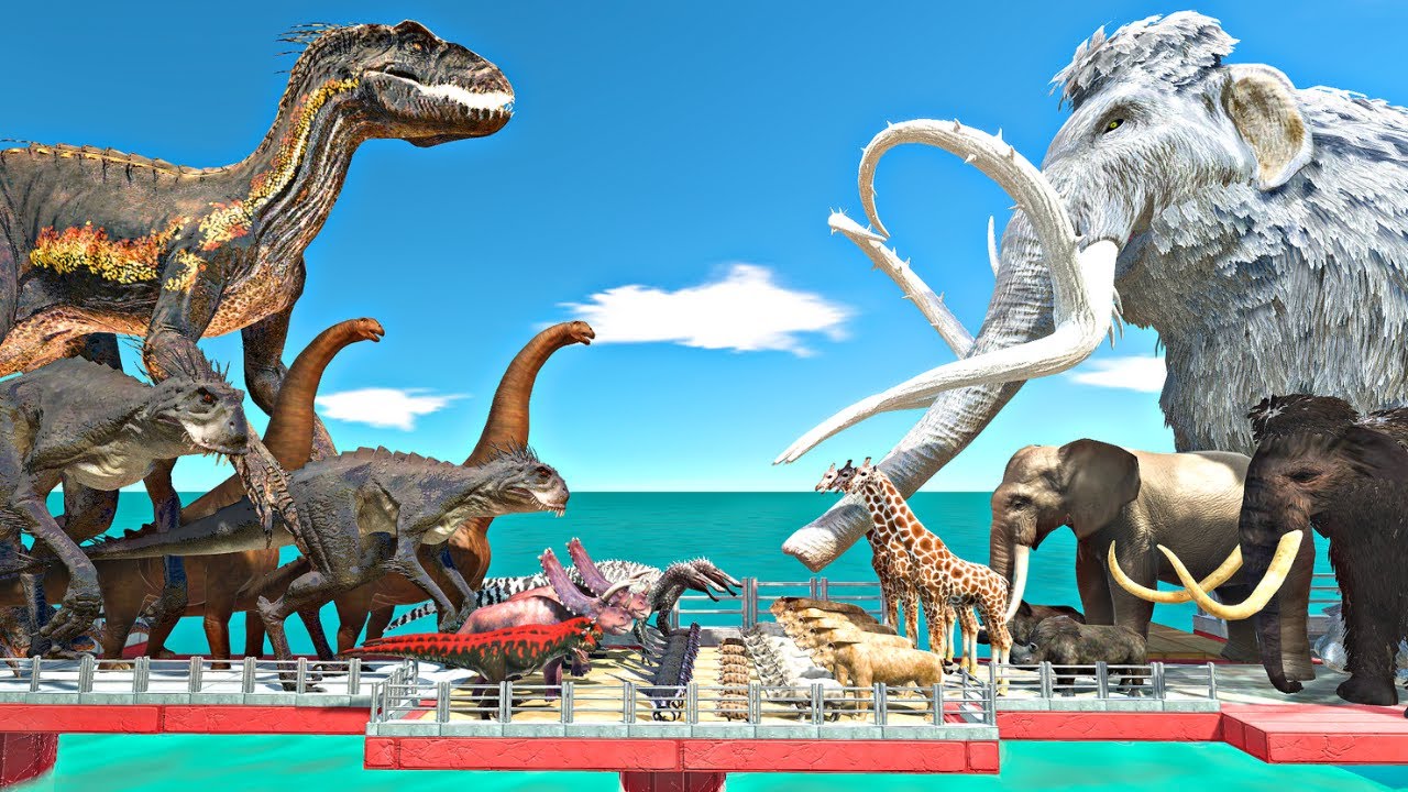 Dinosaurs Bridge Challenge | Animals vs Indoraptor - Animal Revolt Battle Simulator