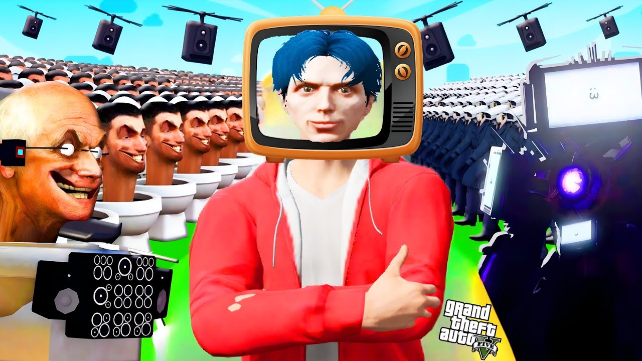 ကျနော် TV manတွေနဲ့ပူးပေါင်းပီး Skibidi Toilet တွေကိုတိုက်ခိုက်ခဲ့တယ်/Skibidi Toilet  in GTA V