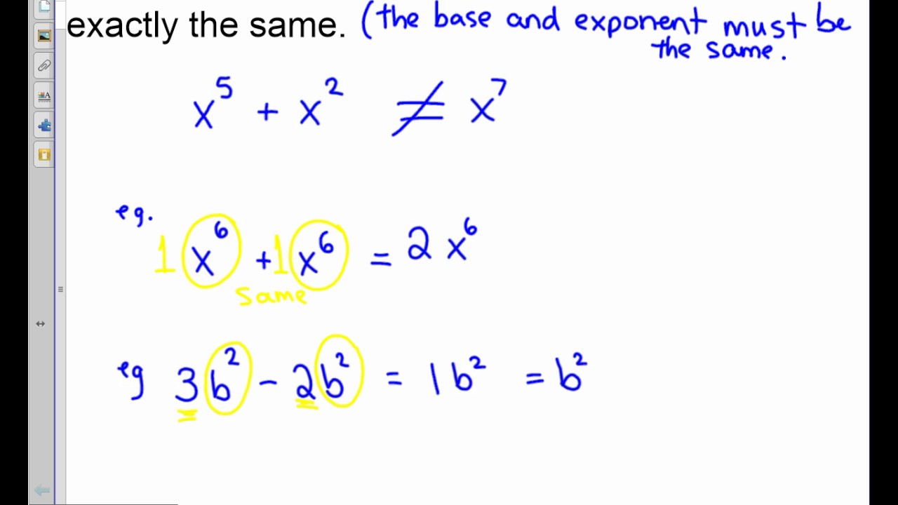 Adding And Subtracting Powers Youtube