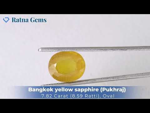 Product Video for: Bangkok yellow sapphire (Pukhraj) 7.82 Carat (8.59 Ratti)