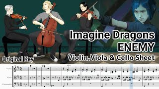 Imagine Dragons - Enemy (From the series Arcarne League of Legends) Violin, Viola & Cello Sheet