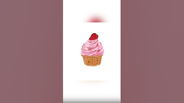 Digital drawing of a strawberry cupcake | procreate | simple and easy