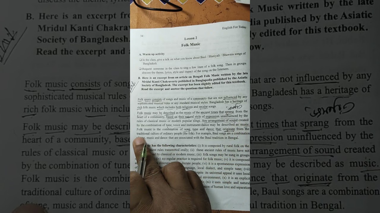 Folk Music | HSC English 1st Paper Unit 2 এর Lesson -01 | Folk Music in Bengali 