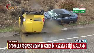 Otoyolda Peş Peşe Meydana Gelen Iki Kazada 6 Kişi Yaralandı