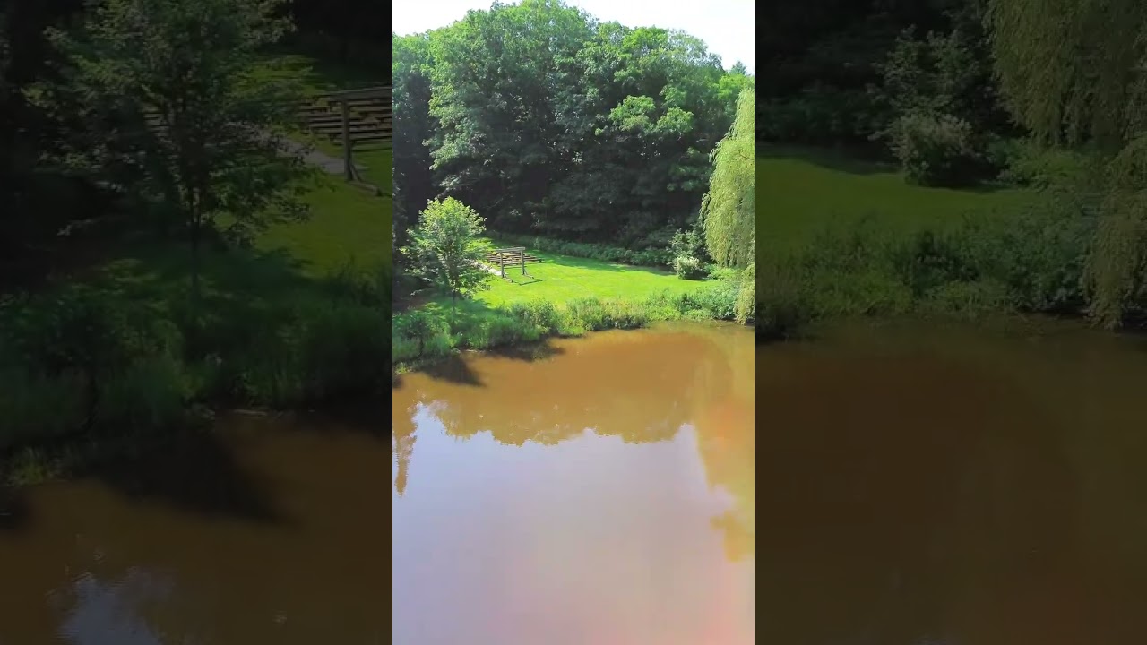 Ceremony space by the pond at Meadow Ridge Farm wedding venue in Winterport Maine