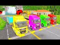 Double Flatbed Trailer Truck Vs Speedbumps Train Vs Cars Beamng.drive In Reverse! #311