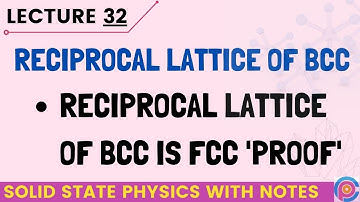 Reciprocal Lattice Of BCC | Reciprocal Lattice Of BCC Is FCC Proof