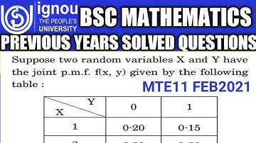Bsc Mathematics | IGNOU | MTE11 | Important questions | Marginal pmf | Feb 2021 | Expectation