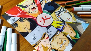 Speed Drawing Menggambar Semua Hokage Dari Hashirama Sampai Naruto