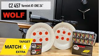 CZ 457 AT-ONE shooting Wolf Ammo at 50 Yards for Accuracy - 22 LR Benchrest Shooting