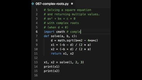 Using the "cmath" module to replace a traditional "math" when you need to deal with complex numbers