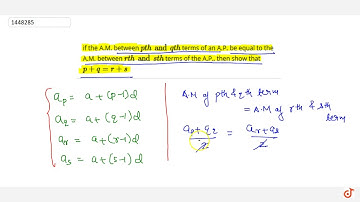 if the A.M. between `pth and qth` terms of an A.P. be equal to the A.M.   between `rth and sth